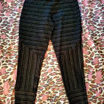 Moto Style Pinstripe Leggings S/M metallic stretchy leggings holiday